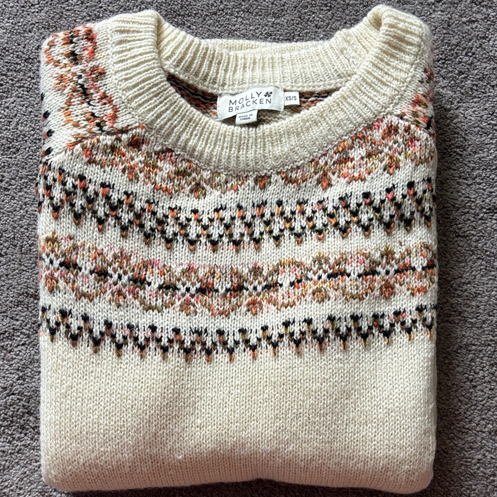 Molly Bracken Multicolor Patterned Sweater